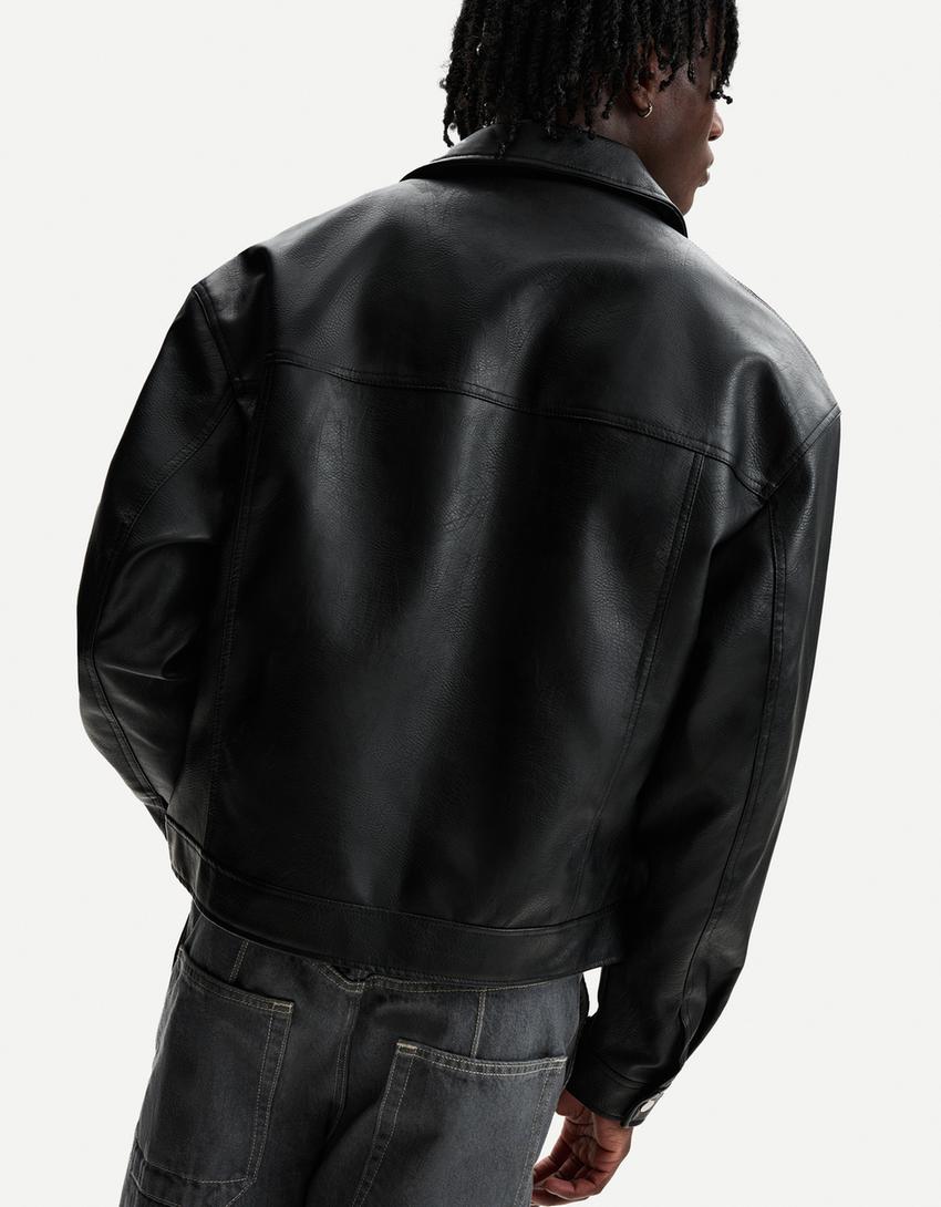 Obsidian Boxy Lederjacke